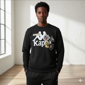 Kappa Crewneck Sweatshirt Unisex S Black Patches